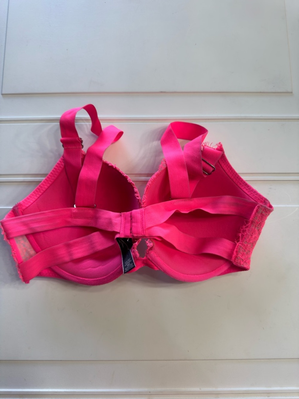 Victorias Secret Women’s Sz 38D Bright Pink Lace Very Sexy Push Up Bra - Picture 2 of 4